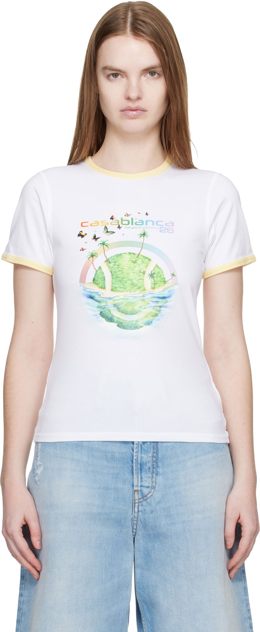 Tričko Casablanca Beyond Destiny Longline Ringer Short Sleeve T-shirt Biela | W-SP26-JTS-049-01