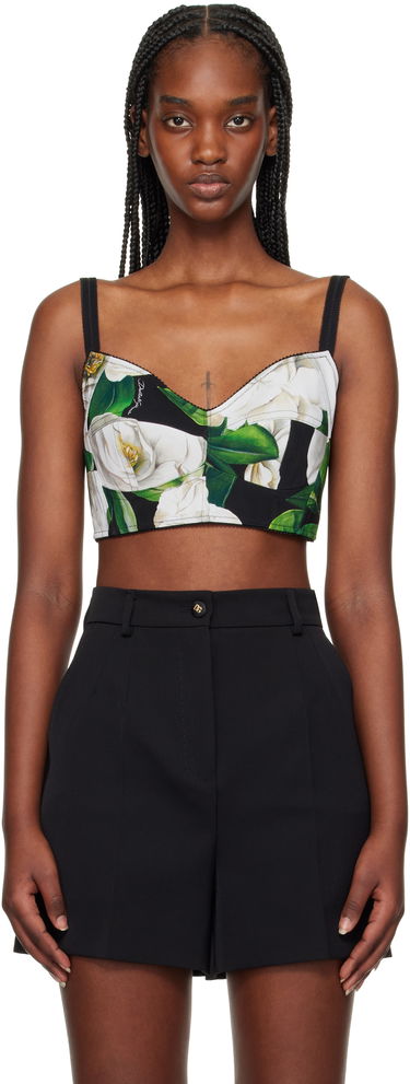 Crop Top Dolce & Gabbana Dolce&Gabbana Gardenia Print Crop Tank Top Čierna | F7T18T FSSK2, 0