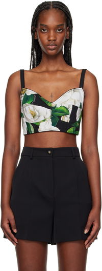 Dolce&Gabbana Gardenia Print Crop Tank Top