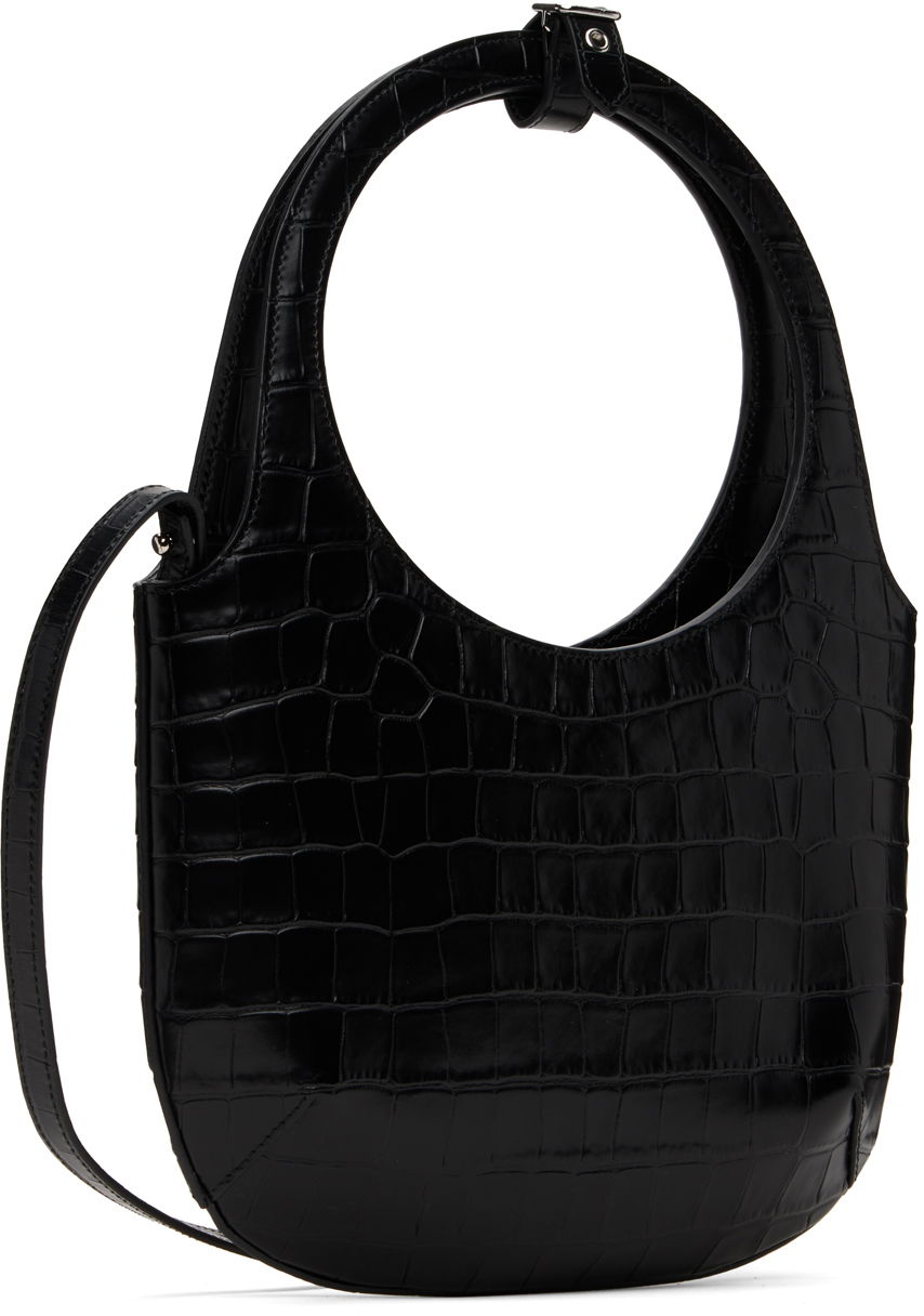 Croc-Stamped Leather Shoulder Bag