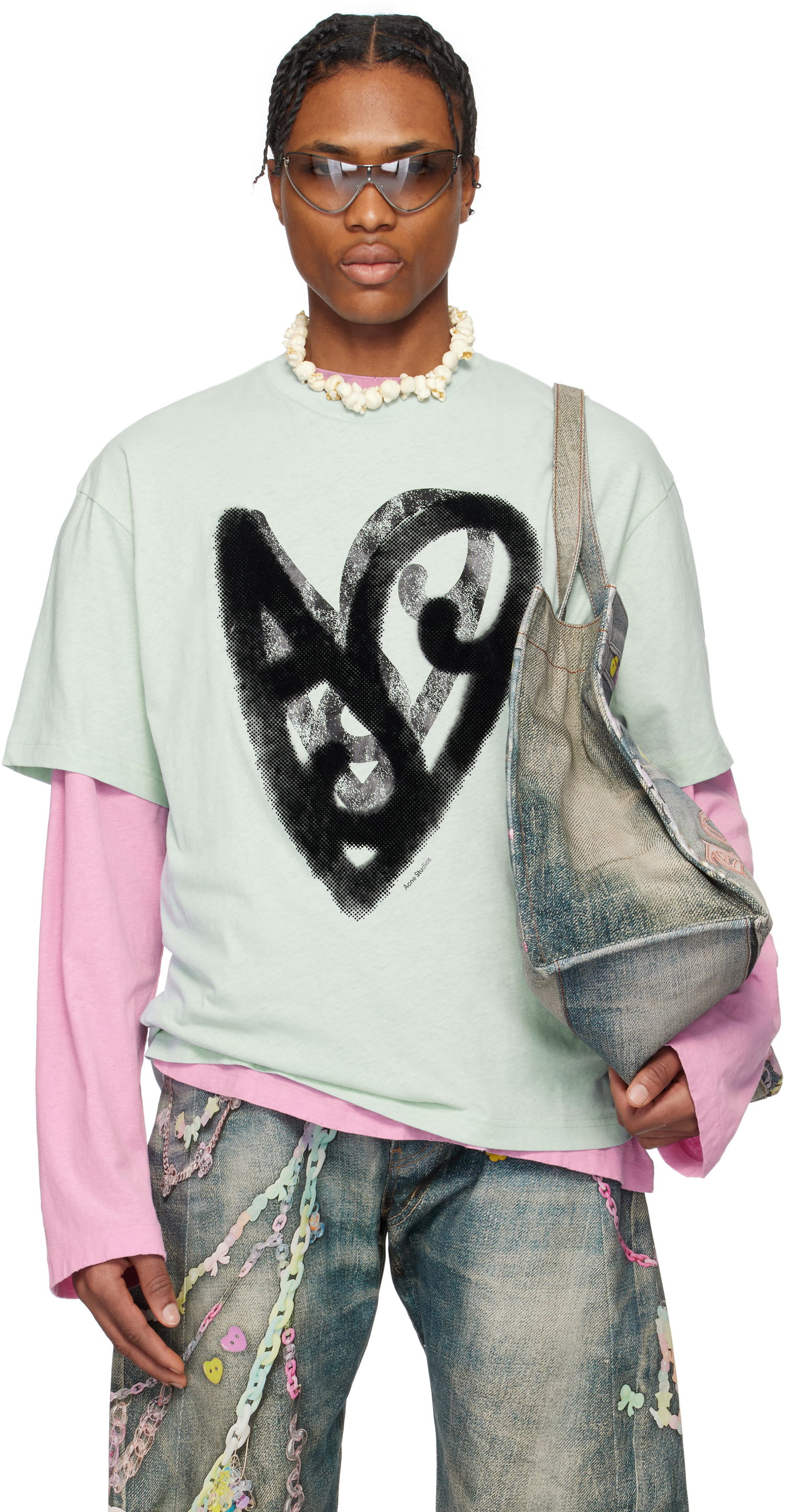 Tričko Acne Studios Acne Studios Printed T-Shirt Zelené | CL0344-, 0