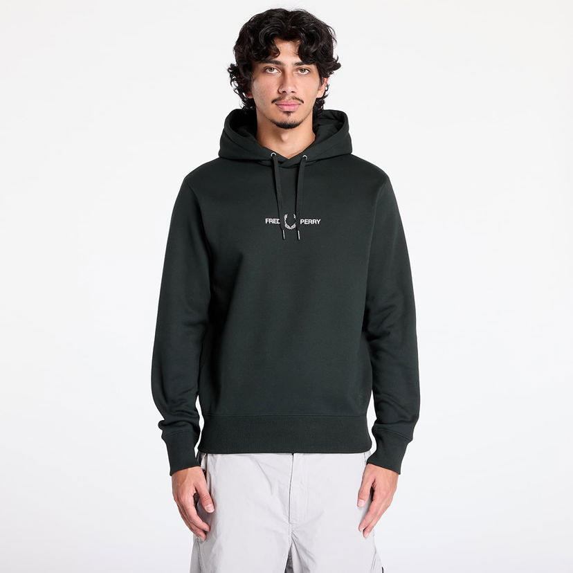 Mikina Fred Perry Embroidered Hoodie Sweatshirt Zelené | M4728 Q20