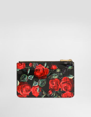 Peňaženka Dolce & Gabbana Dolce & Gabbana Rose Print Polished Calfskin Card Holder Čierna | BI1261A6O23HN5KQ, 2