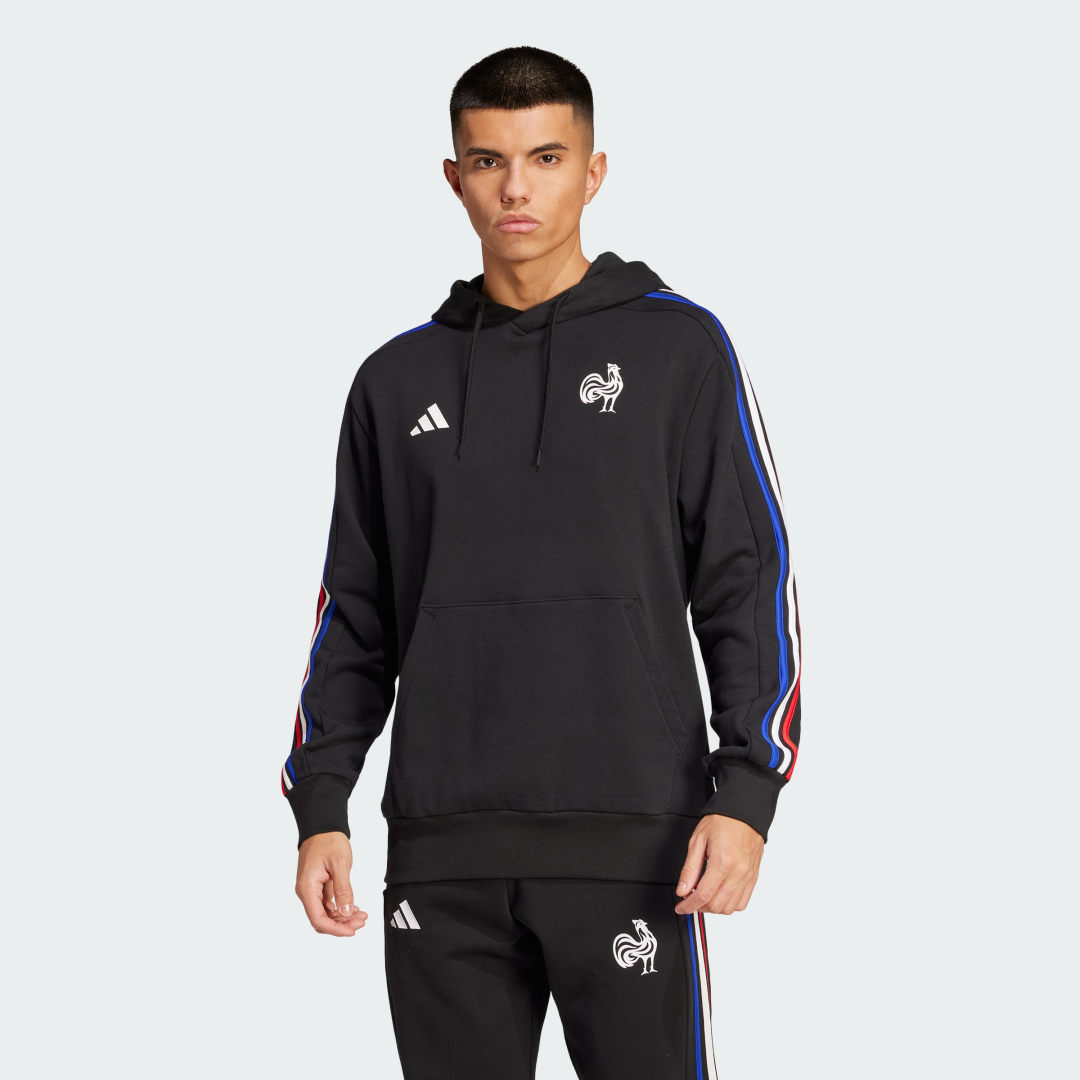 Mikina adidas Performance France Essentials 3-Stripes Hoodie Čierna | JD4294, 0