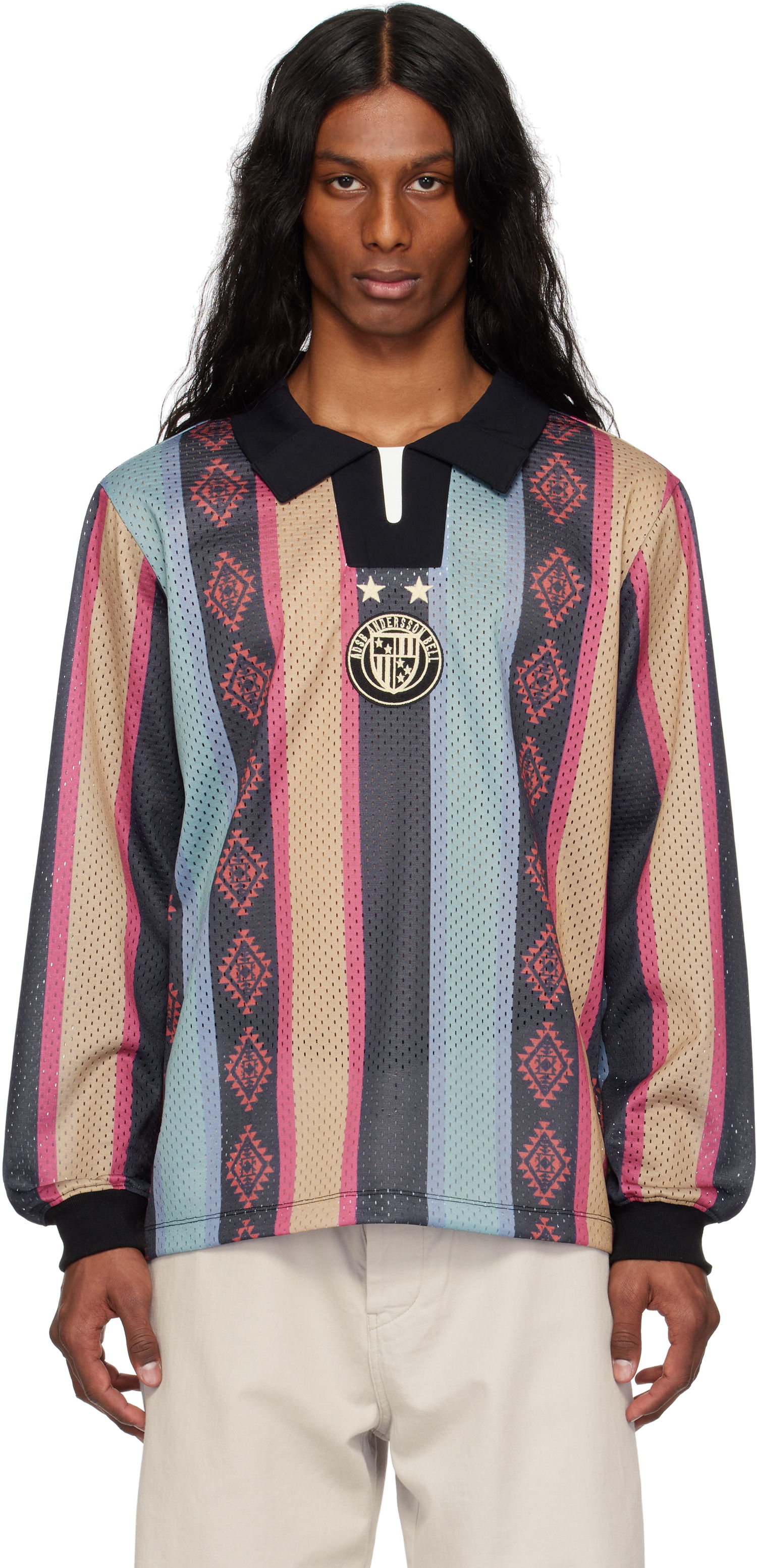Dres Andersson Bell Andersson Bell Navajo Stripe Long Sleeve Polo Rôznofarebný | atb1297m, 0