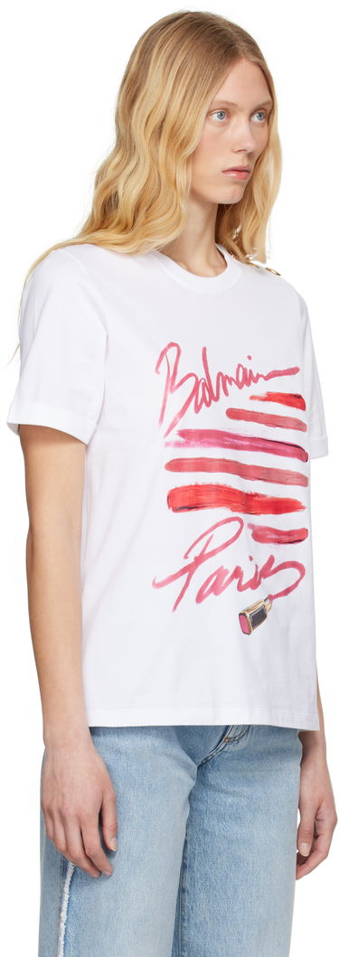 Tričko Balmain Balmain Lipstick Print T-Shirt Biela | EF0EF135GE91, 1