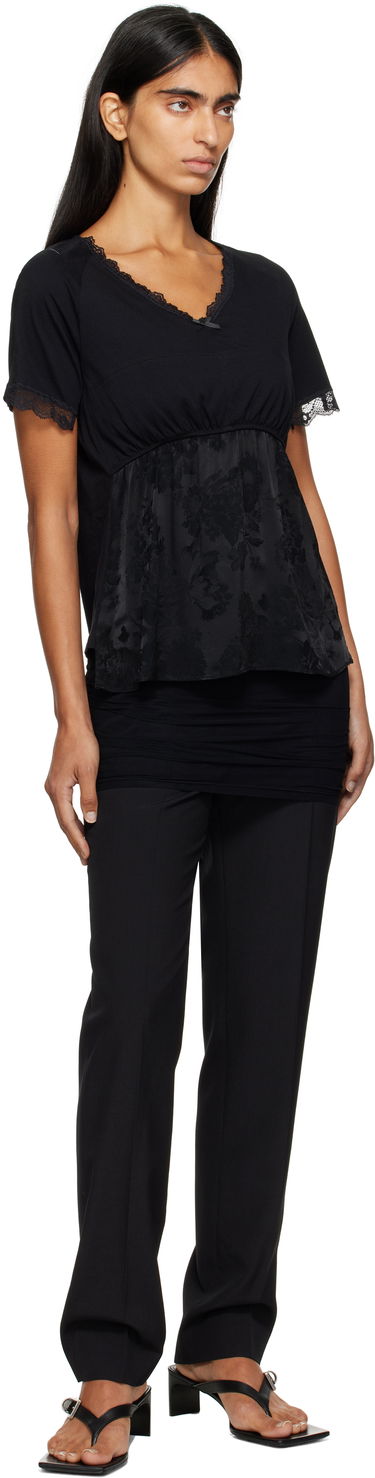 Tričko Maison Margiela MM6 Maison Margiela Jersey & Lace Peplum T-Shirt Čierna | S52NC0353 M20048, 4