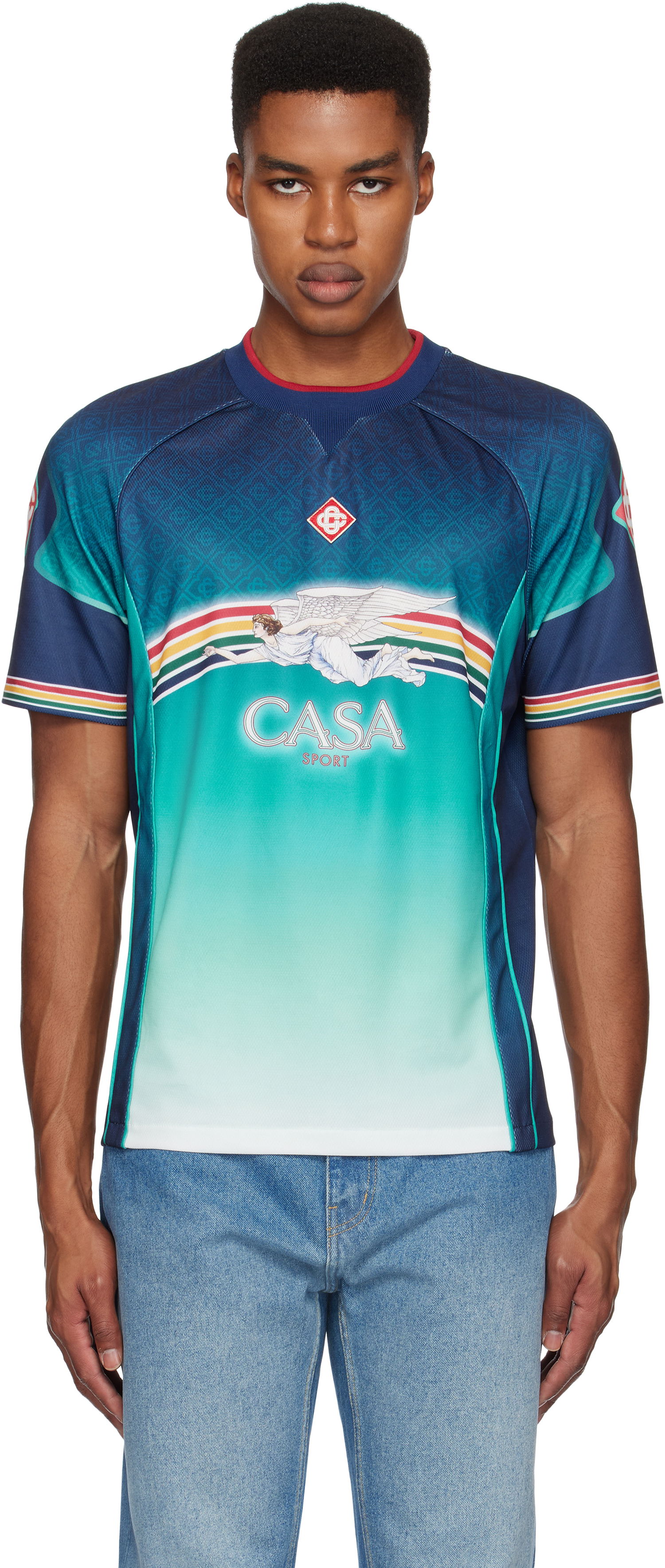 Dres Casablanca Gradient Football T-Shirt Modrá | MF24-JTP-291-01, 0