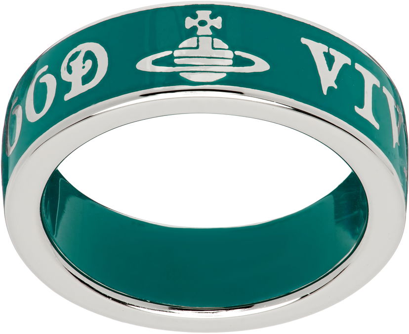 Prsteň Vivienne Westwood Conduit Street Enameled Orb Logo Band Ring Tyrkysová | 6404017G-01P683-