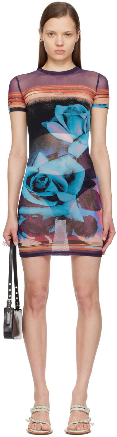 Šaty Jean Paul Gaultier Gaultier Roses Print Mesh Minidress Fialová | 24/25-F-RO091-T547-275020, 0