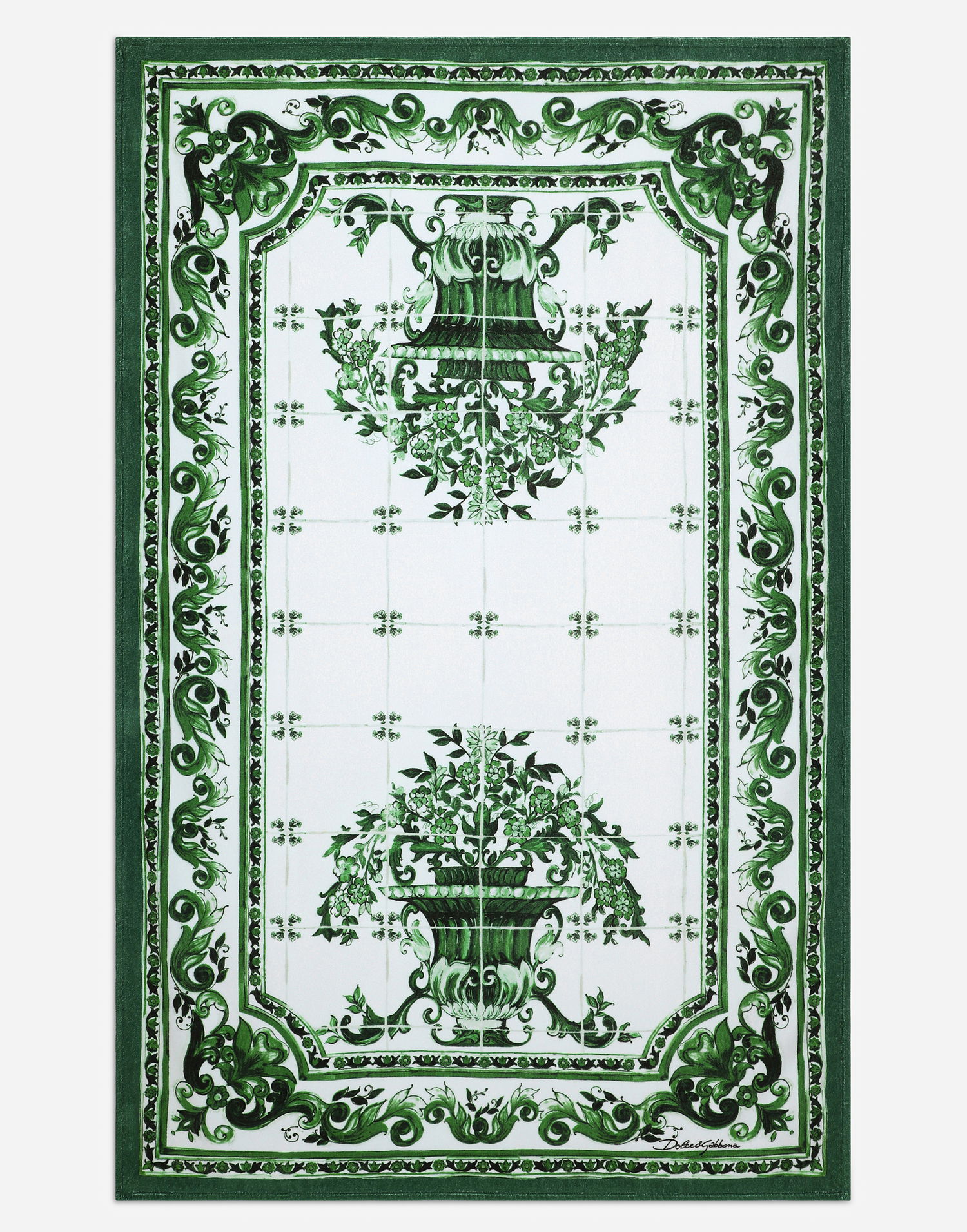 Doplnky Dolce & Gabbana Majolica-print Cotton Beach Towel 115x185 Onesize Zelené | M0A00TII7C4HV3TN, 1