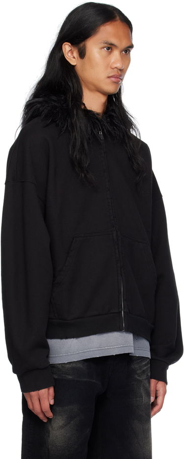 Mikina We11done Faux Fur Trim Zip-Up Hoodie Čierna | WD-TJ2-24-811-U-BK, 1