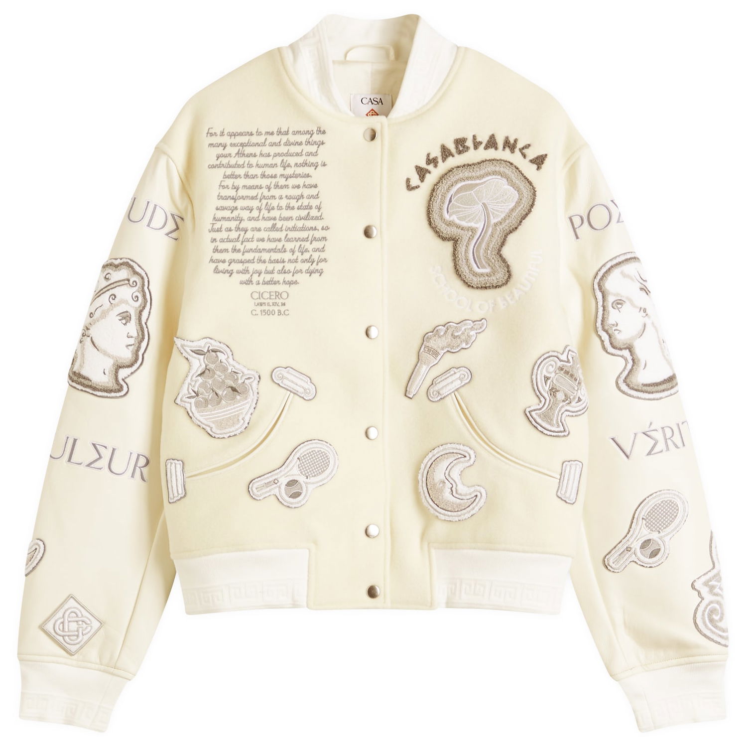 Bomber bunda Casablanca Casablanca Chenille Embroidered Patchwork Bomber Jacket, Size Large Béžová | U-WPS25-OT-131-01, 1