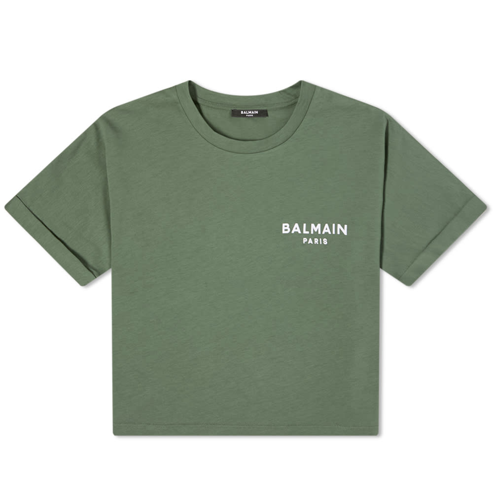 Crop Top Balmain Cropped Logo Tee Zelené | WF0EE005B013, 0