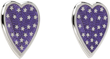 Náušnice Chopova Lowena Chopova Lowena Silver Heart Shaped Earrings with Star Design Fialová | 6505, 1