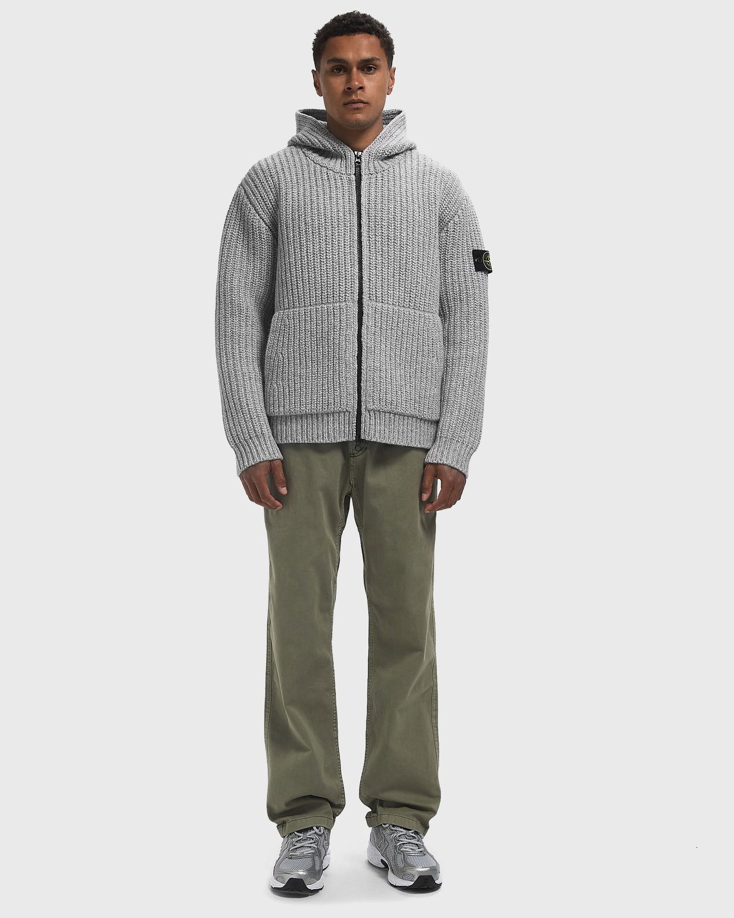 Mikina Stone Island Knit Zip Hoodie Šedá | K2S155100069S00N6.V0M6B, 1