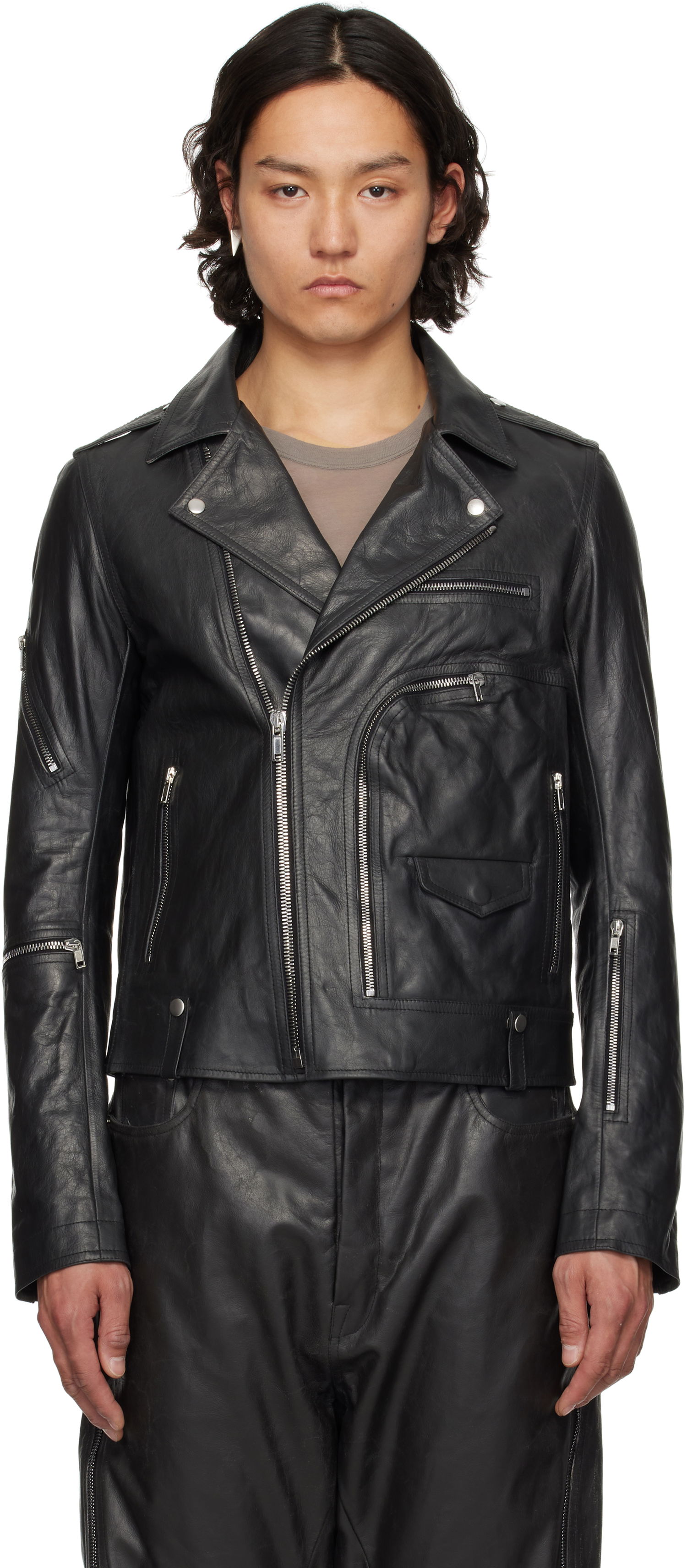 Bunda Rick Owens Rick Owens Hollywood Bauhaus Stooges Leather Jacket Čierna | RU01E5765 LTP, 0