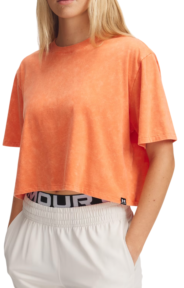 Crop Top Under Armour Under Armour Rival Wash Cropped T-Shirt Oranžová | 1389724-847, 0