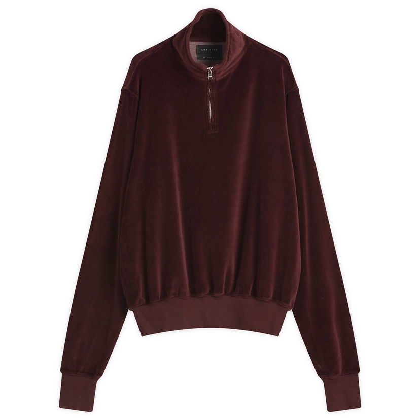 Sveter LES TIEN Les Tien Velour Half Zip Yacht Pullover, Size Large Vínová | VL-1114-WRM