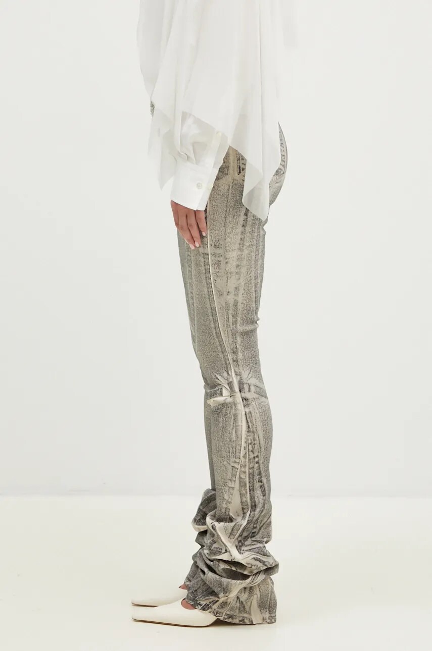 Džínsy Ottolinger Ottolinger Raw-Edge Drape Denim Pants, High Waist Šedá | 1170804921, 1