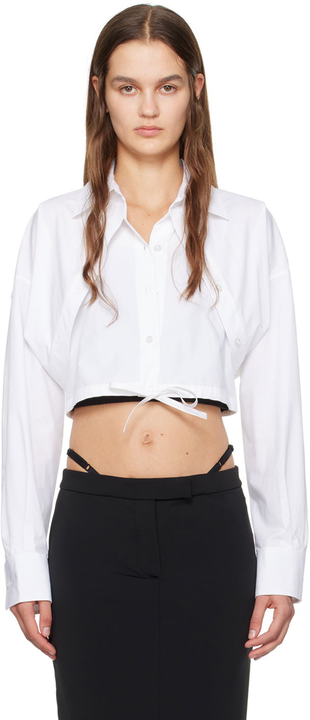 Layered Cropped Tie-Front Shirt