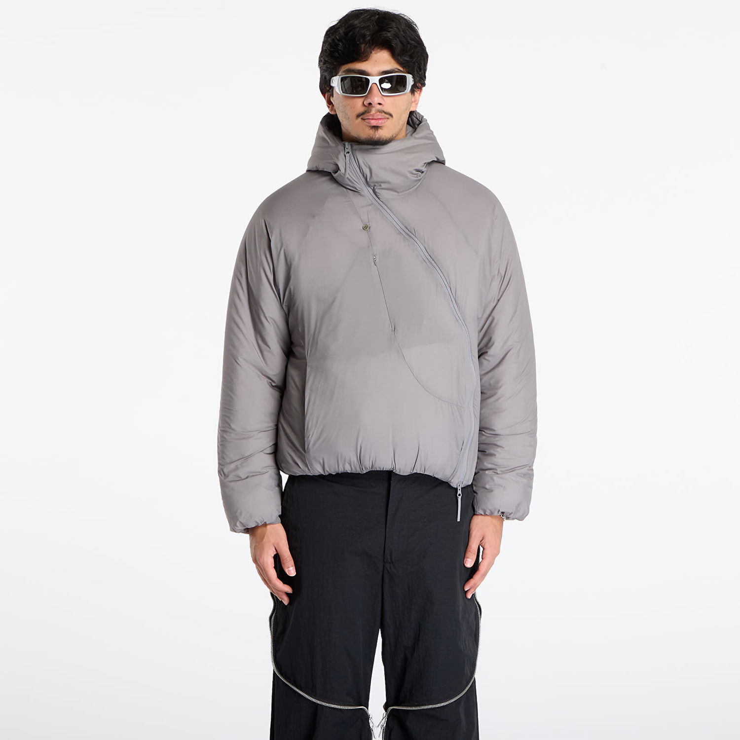 Prešívaná bunda Post Archive Faction (PAF) Puffer Hooded Asymmetrical Zip Air Jacket Šedá | A1-000GR, 0