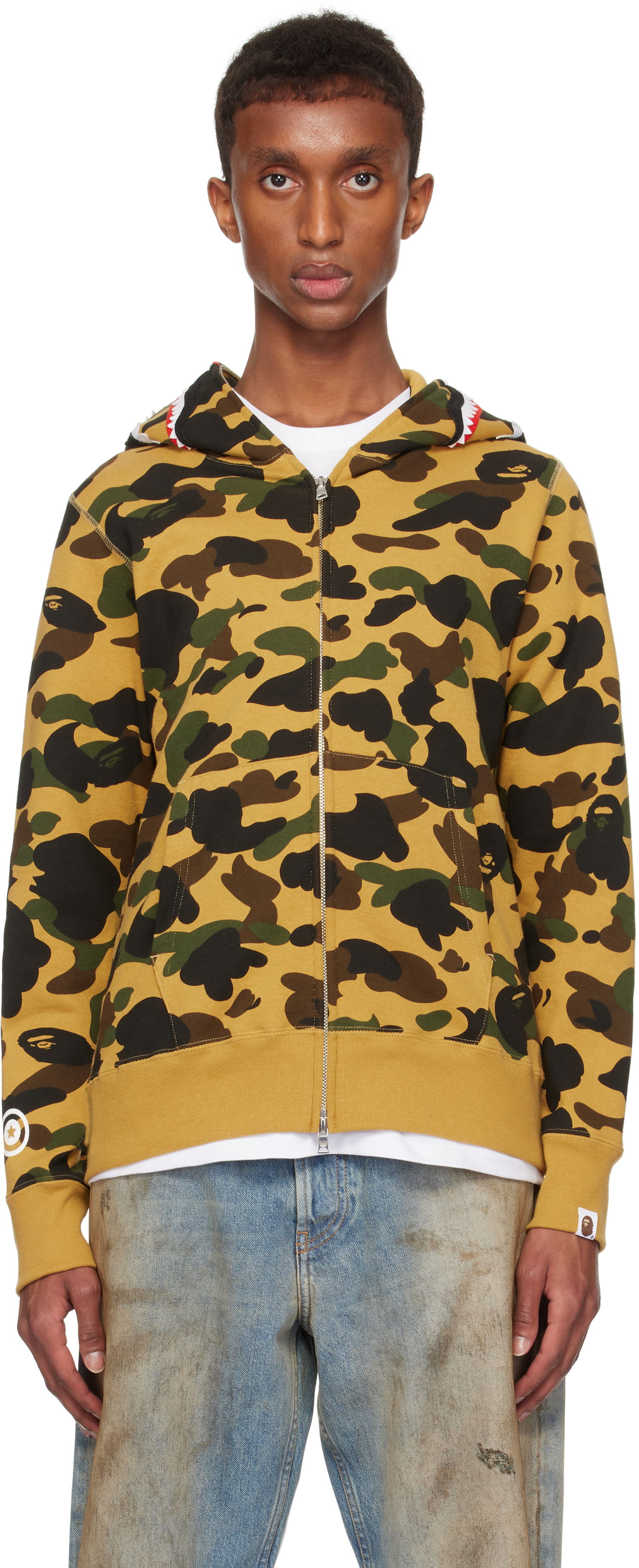 Mikina BAPE Shark Full Zip Hoodie Žltá | 001ZPK801004M, 0