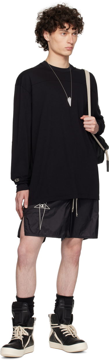 Tričko Rick Owens Rick Owens Champion Edition Girdered Long Sleeve T-Shirt Čierna | CM01E1672 CHJG JERSEY, 3