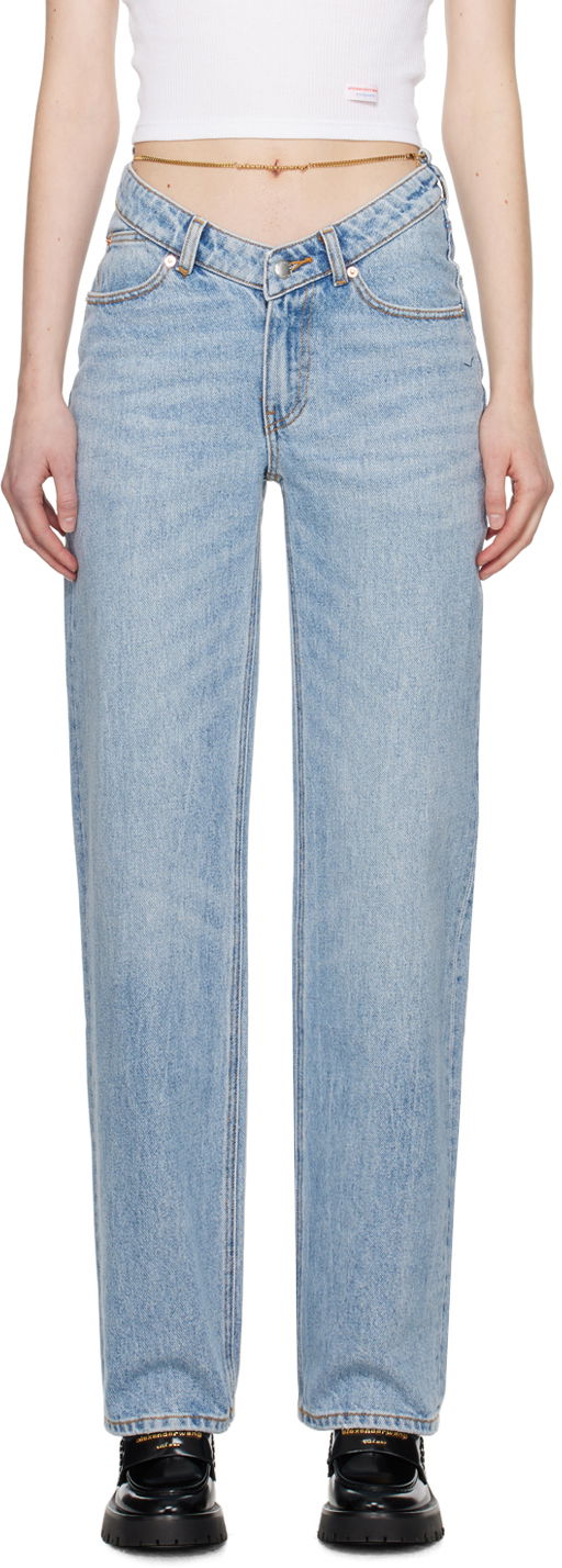 Džínsy Alexander Wang Nameplate V-Front Jeans Modrá | 4DC1244208