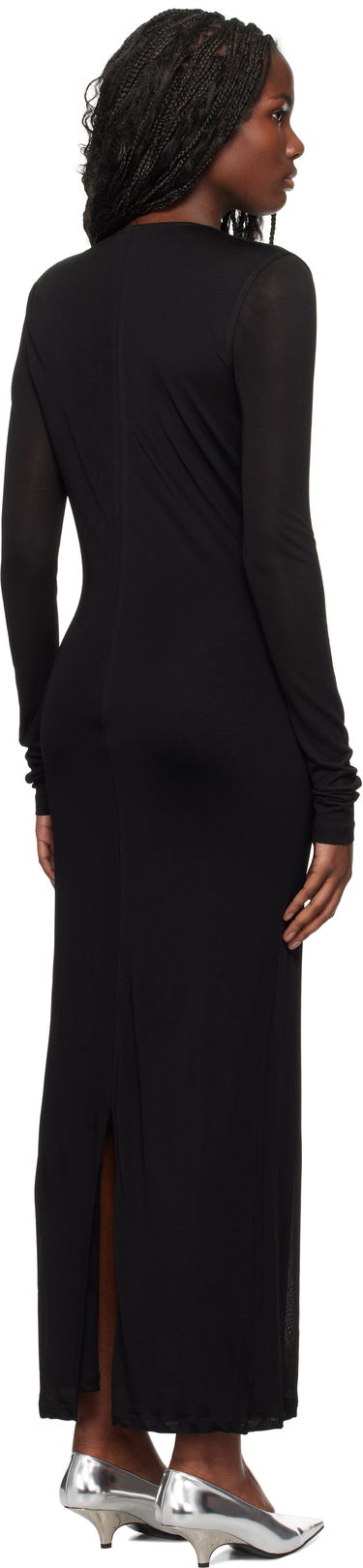 Šaty TOTEME TOTEME Draped V-Neck Maxi Dress Čierna | 244-WRD0176-FB0266, 2