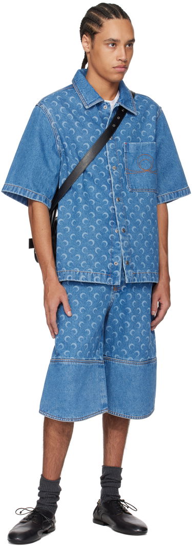 Šortky Marine Serre Marine Serre Moon Laser Denim Shorts Modrá | USH004A CDEN0002, 3