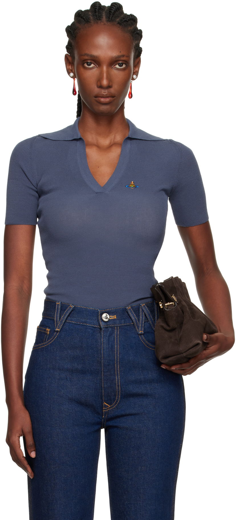Polo tričko Vivienne Westwood Vivienne Westwood Marina Knit Polo Modrá | 18030040-Y003F-