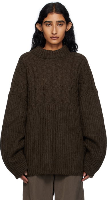 Sveter Cecilie Bahnsen Cecilie Bahnsen Belinda Cable Knit Sweater Hnedá | 2.25KNI51004 BELINDA JUMPER, 0