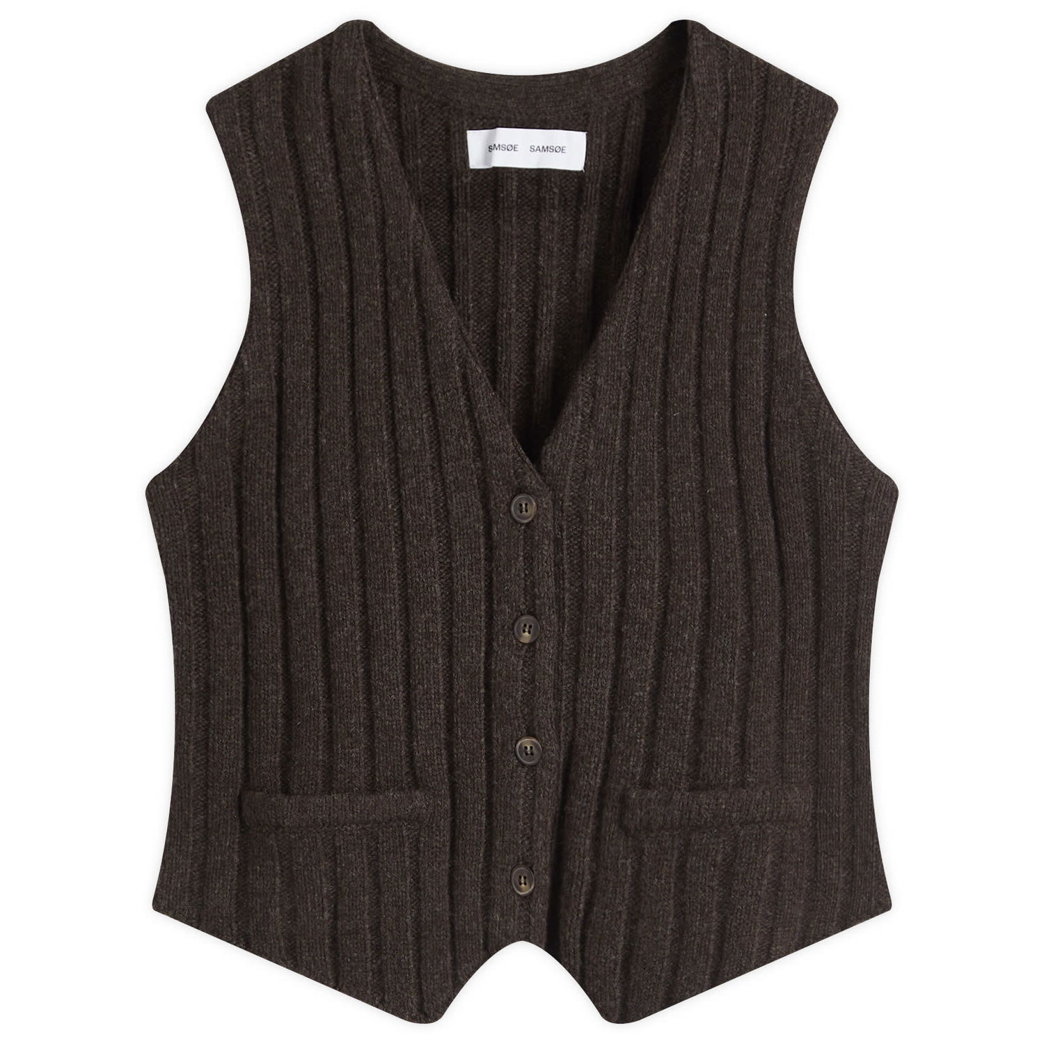 Sveter Samsoe Samsoe Samsøe Samsøe Sanissa Knitted Vest Hnedá | F24400081, 1