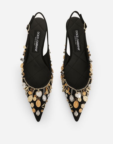 Doplnky Dolce & Gabbana Dolce & Gabbana Satin Embroidered Slingbacks Čierna | CG0801AW1158M691, 3
