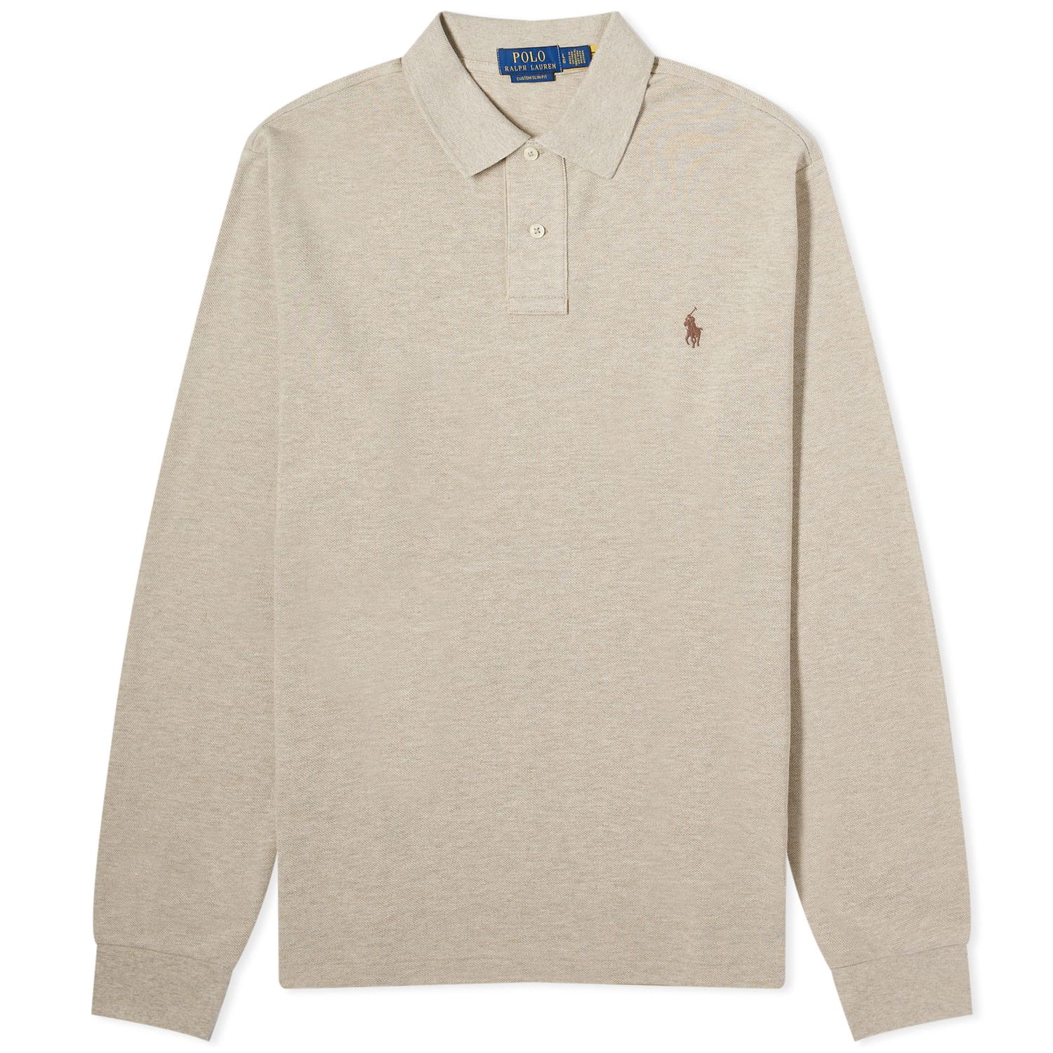 Polo tričko Polo by Ralph Lauren Long Sleeve Custom Fit Polo Shirt "Tuscan Beige Heather" Béžová | 710680790117, 0