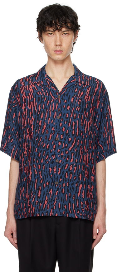 Košeľa WACKO MARIA WACKO MARIA Leopard Print Short Sleeve Shirt Modrá | 24FWE-WMS-HI01, 0