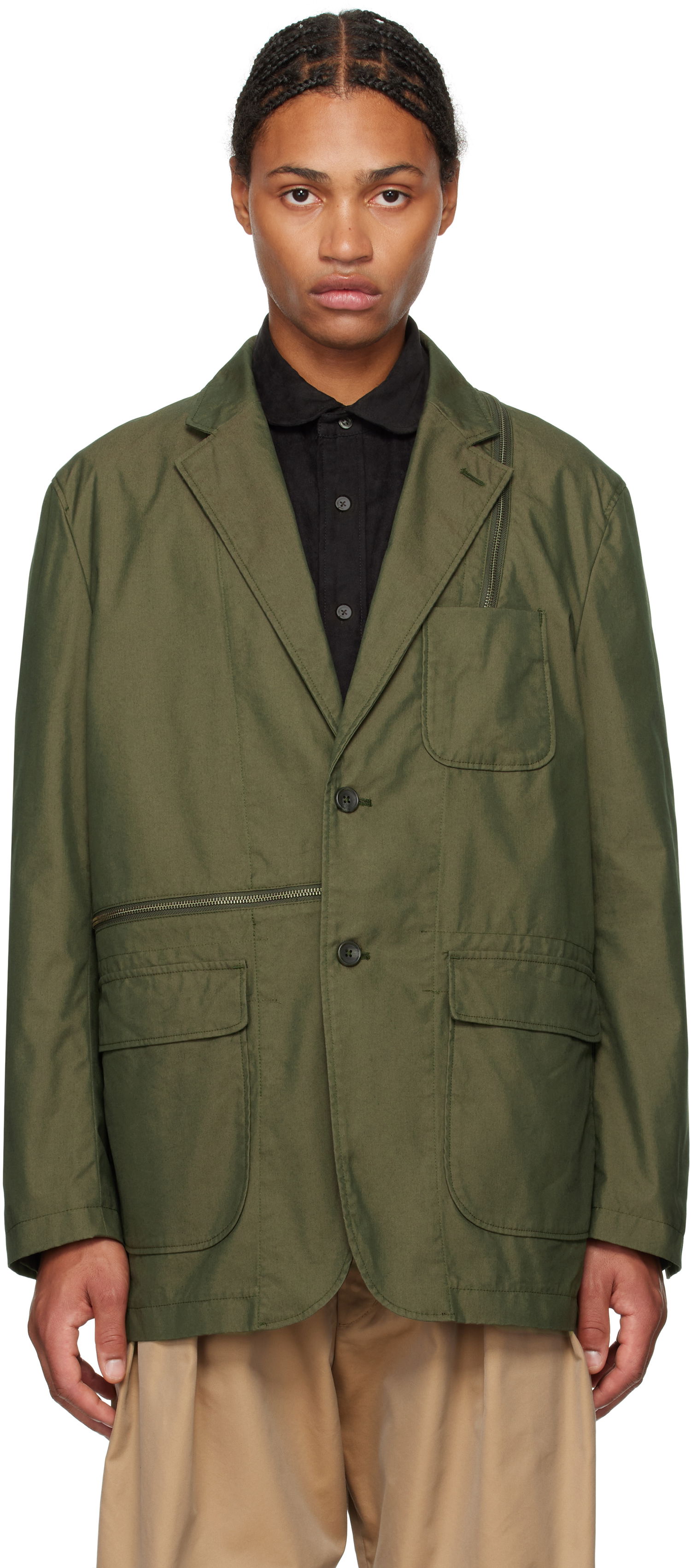 Bunda Engineered Garments Poplin Zip Jacket Zelené | 24F1D071, 0