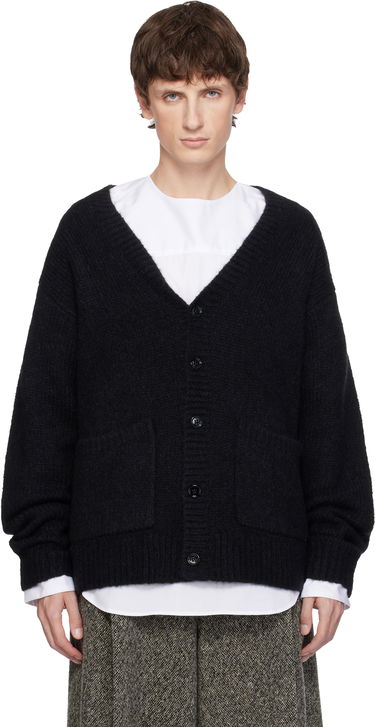 Sveter Dries Van Noten Dries Van Noten Alpaca & Merino Wool V-Neck Button-Front Cardigan with Pockets Čierna | 252-021224-2709, 0