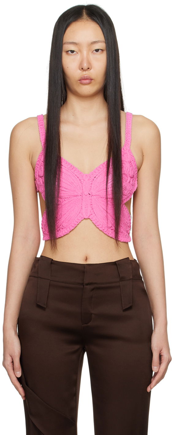 Tielko Blumarine Butterfly Knitted Tank Top Ružová | P422M454A, 0