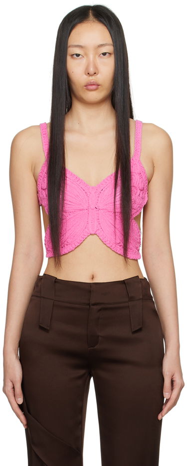Tielko Blumarine Butterfly Knitted Tank Top Ružová | P422M454A, 0