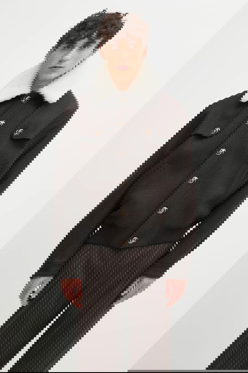 Bomber bunda Drôle de Monsieur Wool Blend Bomber Jacket with Faux Fur Collar Hnedá | I.JT242.WO043, 0