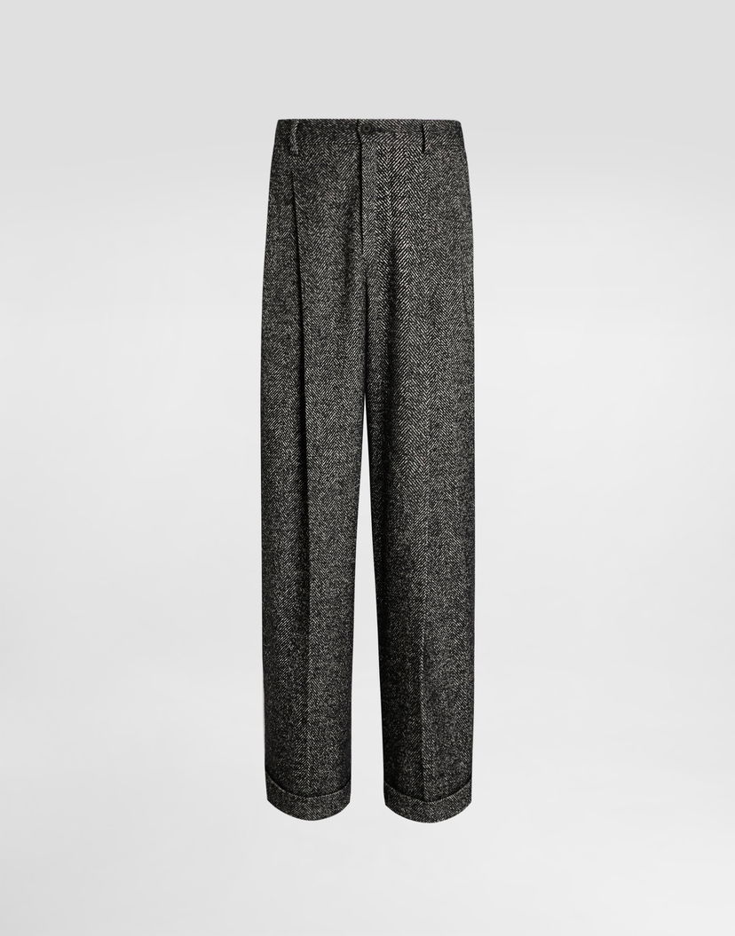 Nohavice Dolce & Gabbana Dolce & Gabbana Chevron Wool Trousers Šedá | GP168TFCBAJS8030