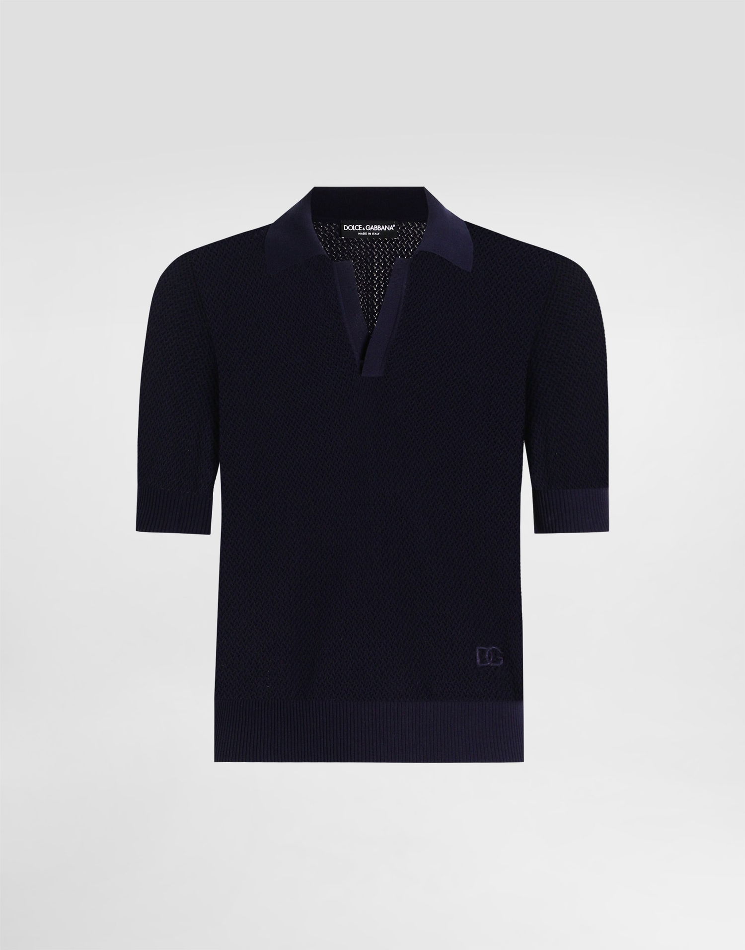 Polo tričko Dolce & Gabbana Dolce & Gabbana Micro-Pattern Cotton Polo Shirt Navy | GXZ73ZJBCGWB3681, 0