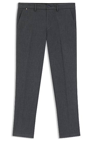 Nohavice BOSS Slim-Fit Brushed Herringbone Trousers Šedá | 50549452
