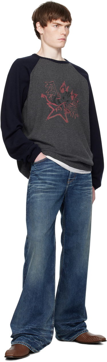 Sveter We11done We11done Printed Raglan Knit Pullover Sweater Šedá | WD-KO2-25-659-U-CH, 3