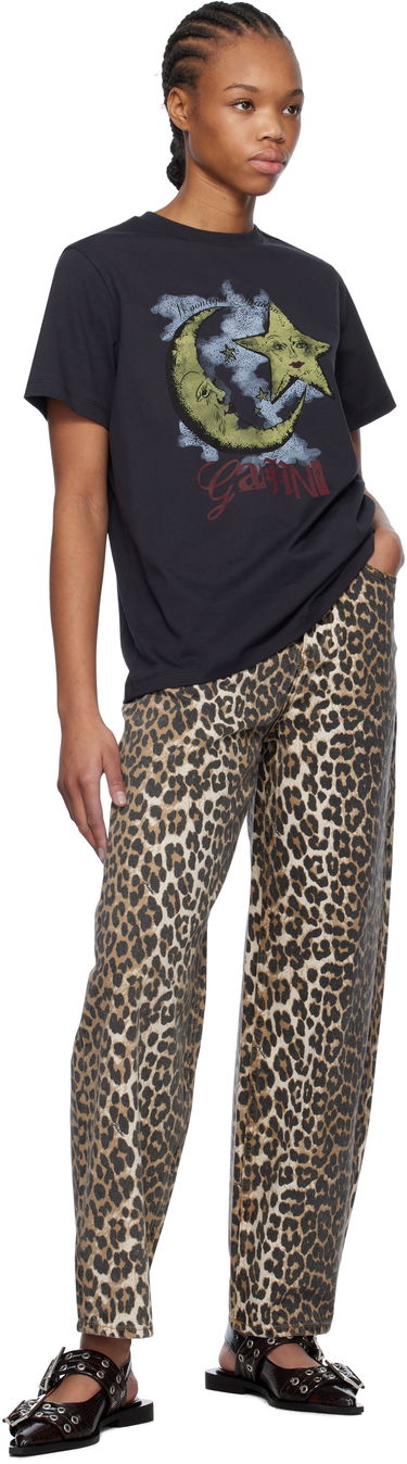 Tričko GANNI Basic Jersey Moonlight Relaxed T-shirt Čierna | T4058, 3