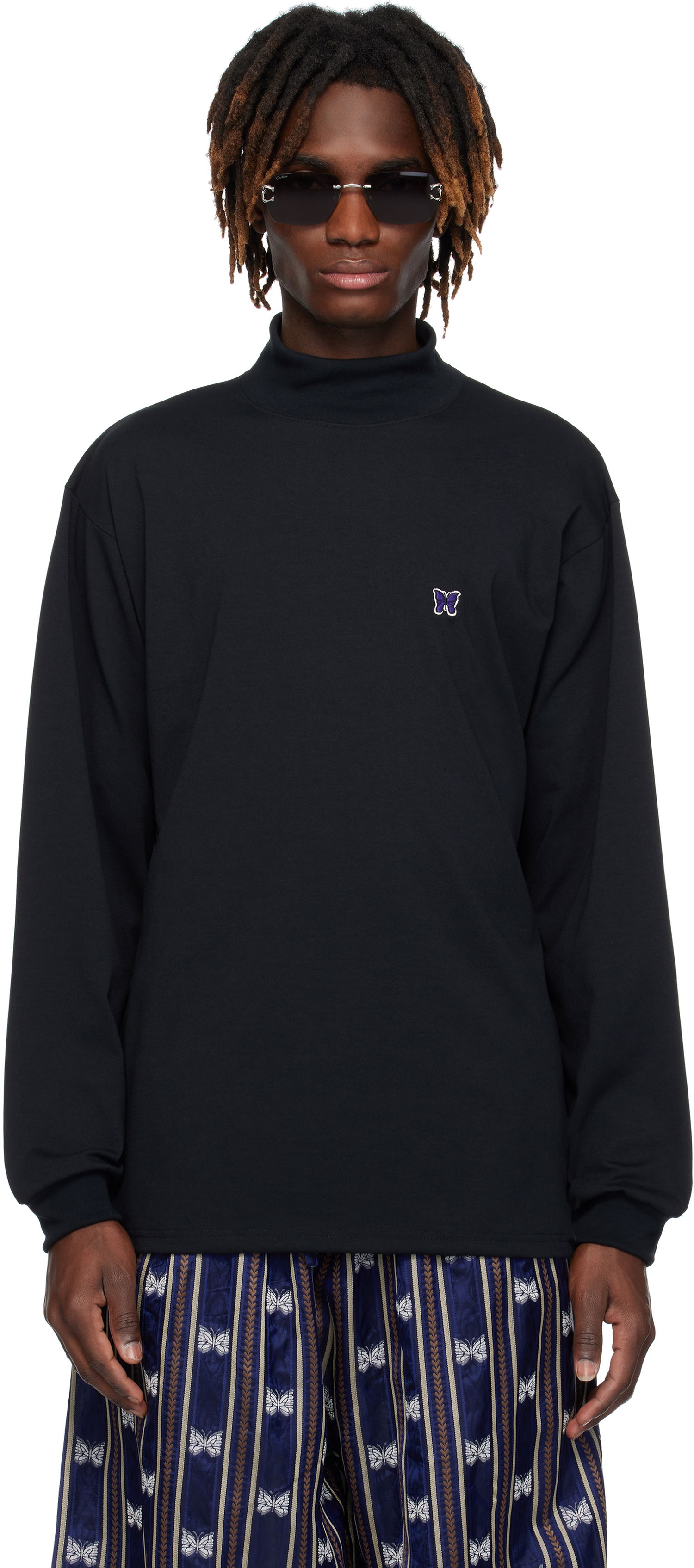 Tričko Needles NEEDLES Mock Neck T-Shirt Čierna | QV359, 0