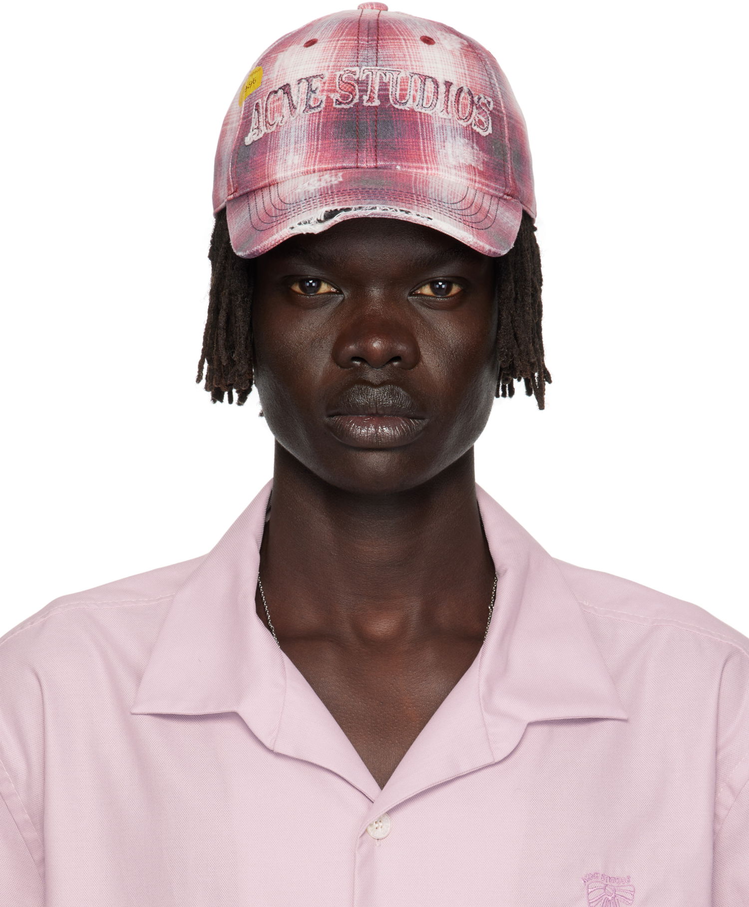 Šiltovka Acne Studios Distressed Plaid Cap Ružová | C40411-, 0