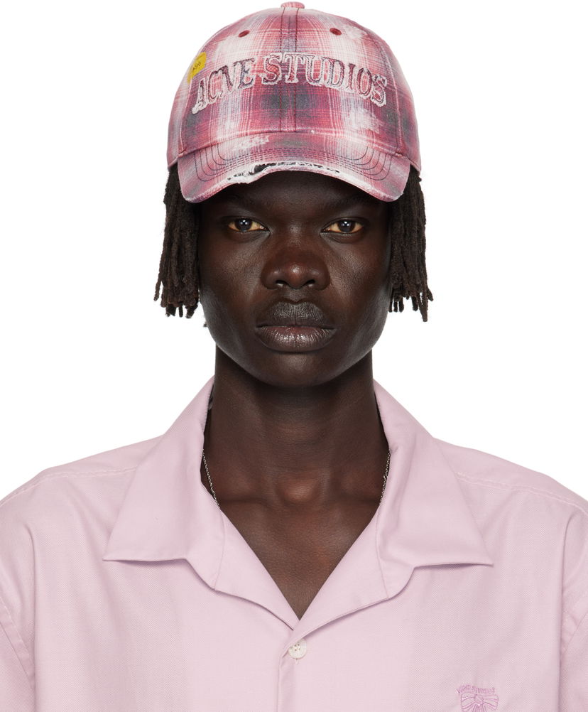 Šiltovka Acne Studios Distressed Plaid Cap Ružová | C40411-